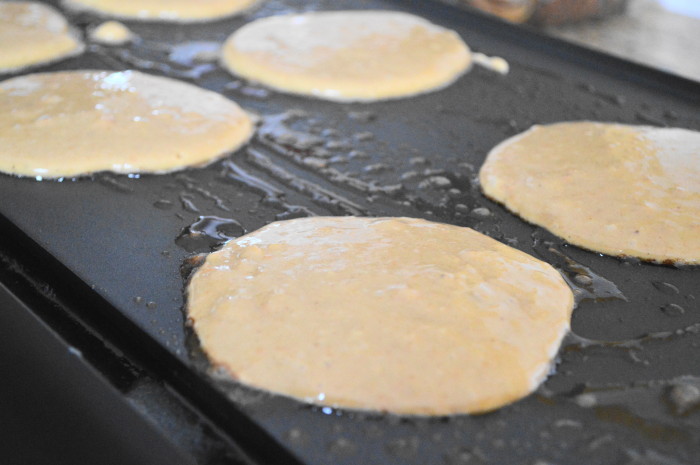 The griddle working its magic on the sweet potato pancakes. 