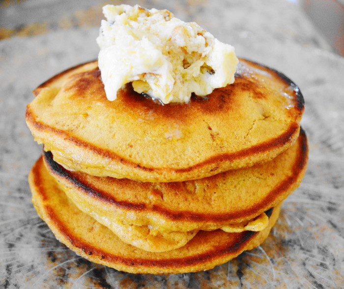 Sweet Potato Pancakes with Walnut Honey Butter