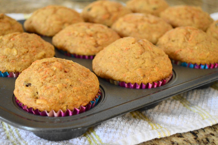 Those spiced carrot muffins looking mighty yummy, puffy and golden fresh out of the oven!