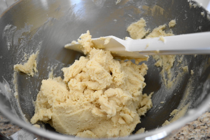 The incredible snickerdoodle cookie batter for the salted caramel snickerdoodle bites.