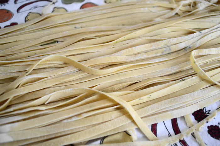 Fresh mint fettuccine all cut and ready to cook!