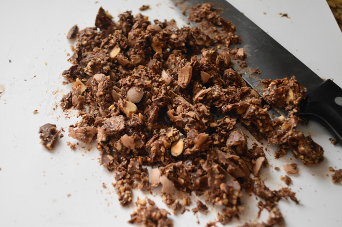 The chopped up Ferrero Rocher chocolates, they just make the chocolate hazelnut cookies. 