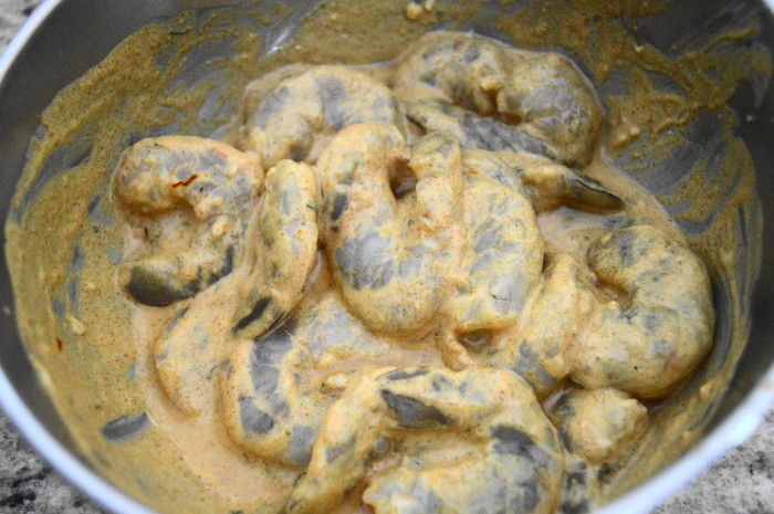 The shrimp for the curried shrimp risotto bathing in their gorgeous marinade! 