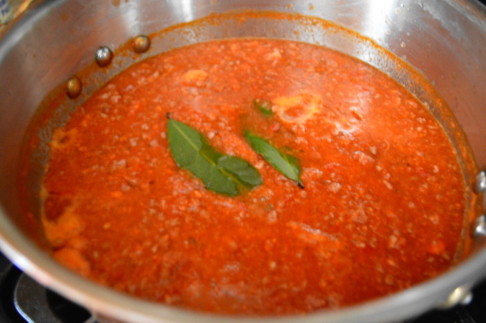 The bolognese sauce simmering away for my spaghetti bolognese. 