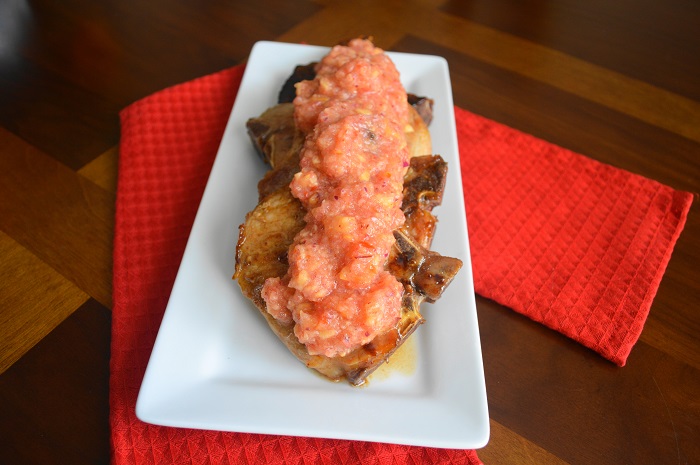Seared Pork Chops with Peach Pineapple Salsa