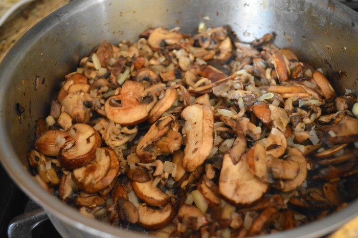 The mushroom mixture for the wild mushroom gratin all finished. 