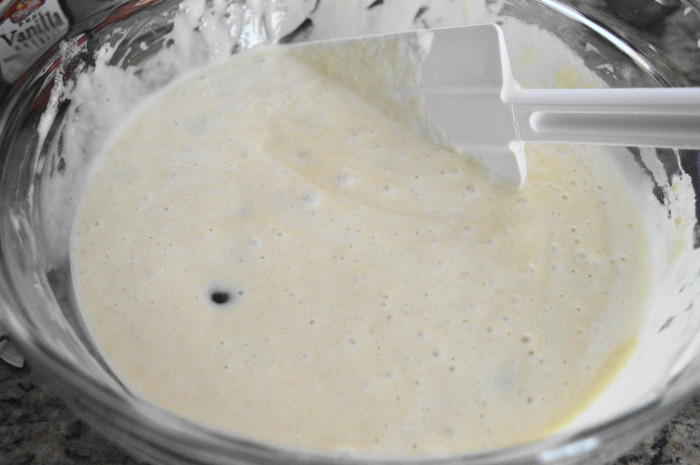 The blueberry mascarpone pancake batter all ready! 
