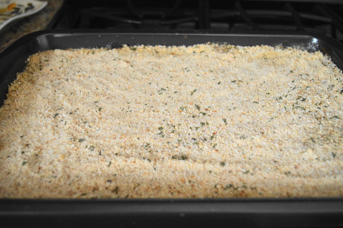 The wild mushroom gratin hot and bubbly right out of the oven. 