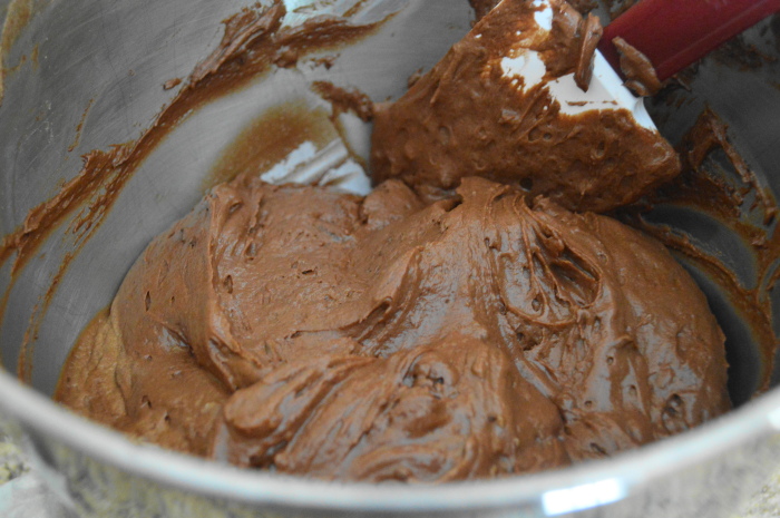 The luscious batter for the mint chocolate cupcakes. 