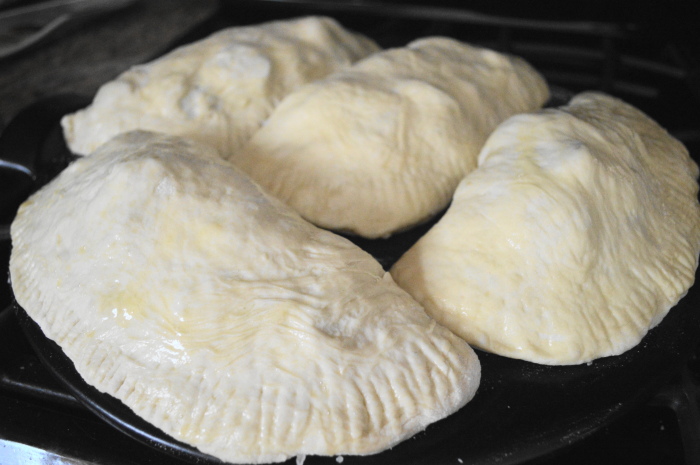 The calzones ready to bake!