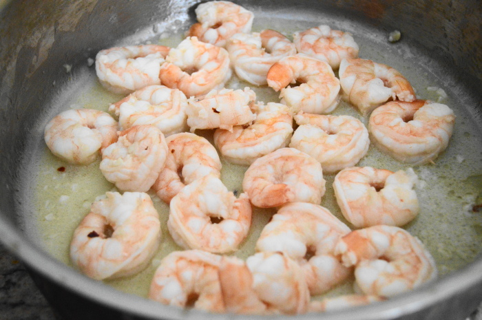 The star of the shrimp scampi lasagna rolls, succulent shrimp scampi!