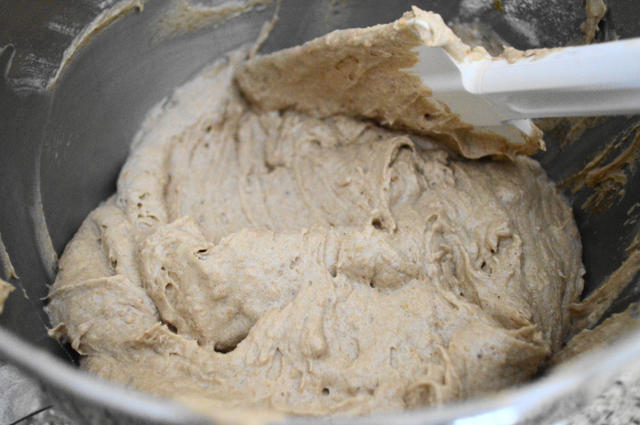 The yummy batter for the spiced sweet potato bundt cake. Best part of cake recipe testing? Licking the bowl! 