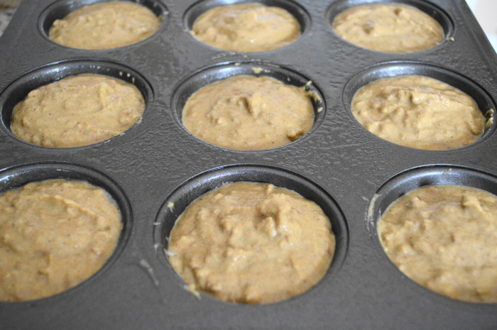 The pumpkin spiced ginger muffins ready to go into the oven!