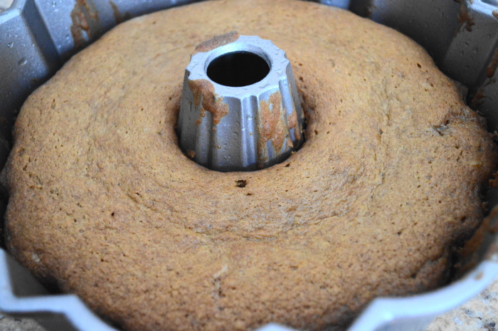 The spiced sweet potato bundt cake cooling. Oh my goodness did it smell divine! 
