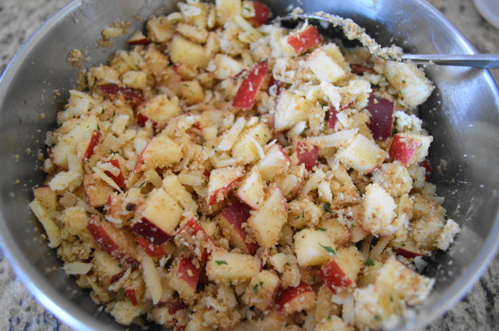 The yummy filling for the apple gruyere stuffed mushrooms all ready! 
