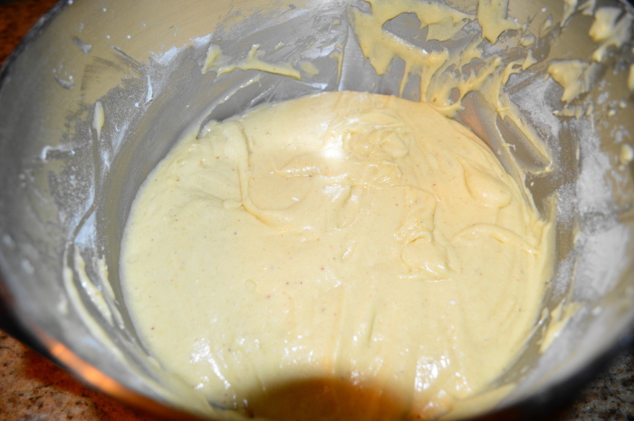 The glorious batter for the eggnog cupcakes. Poor me, I had to clean off the beater when I was done...that batter was good. 