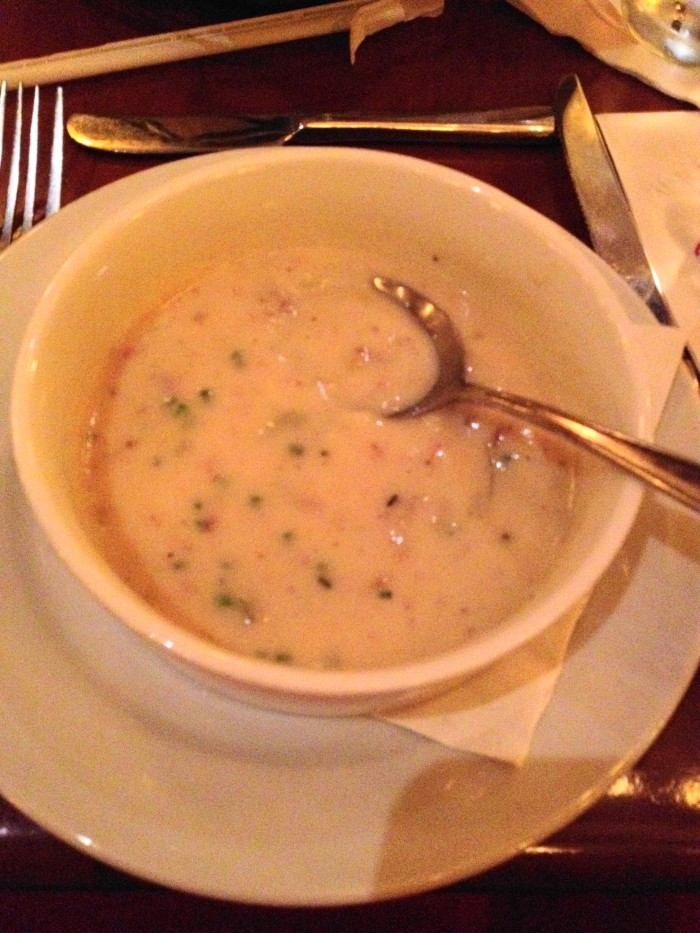 The cheddar bacon beer soup at Le Cellier. Dipping soft pretzels into it is just the best thing ever!