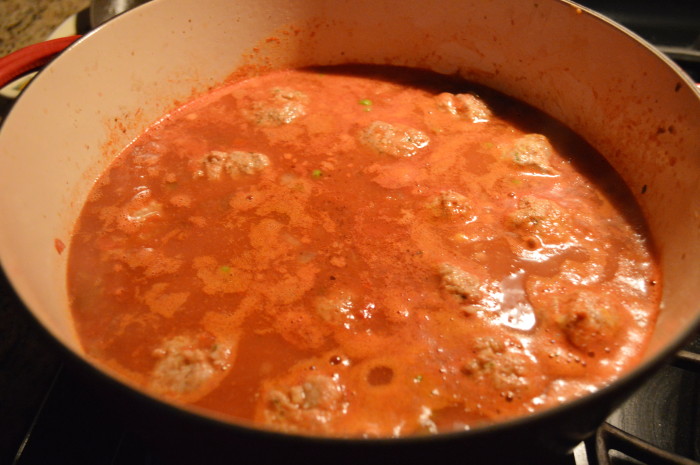 The Mexican turkey meatball soup simmering away! 