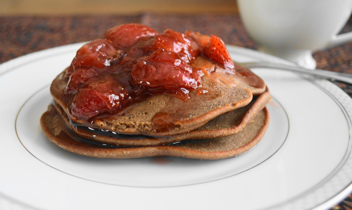 Chocolate Strawberry Almond Pancakes