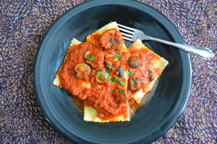 mezzaluna ravioli with five cheese marinara