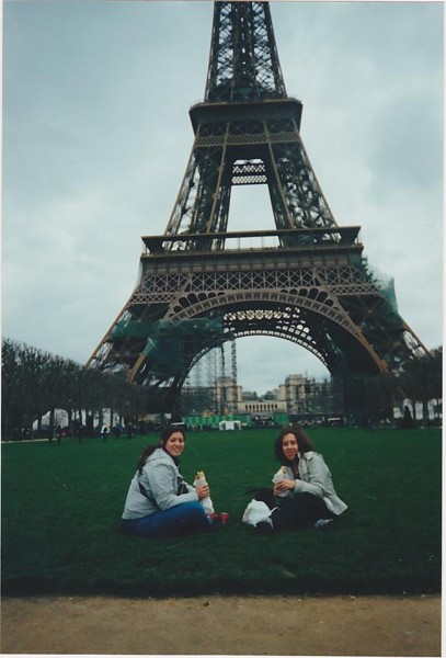 My BFF Jean and I enjoying baguettes in front of La Tour Eiffel! Oh, the memories. 