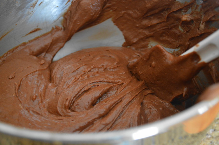 The batter for the Guinness chocolate cake was so luscious and yummy. I couldn't resist a spoonful before I baked it! 