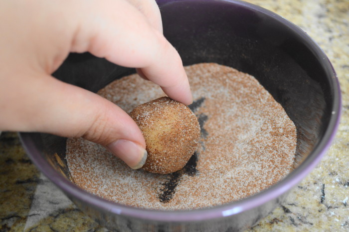 Coating the ginger white chocolate snickerdoodles in cinnamon and sugar gives them incredible flavor and texture. 