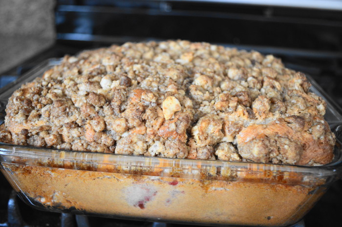 The strawberries & cream crumb cake smelled so amazing fresh out of the oven. 