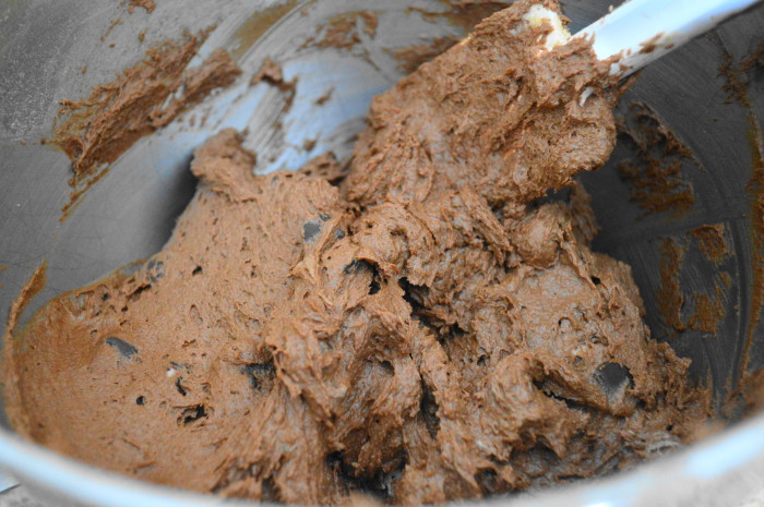 The dough for mint chocolate chip cookies...I probably could have happily had a few spoonfuls of this and called it a day!