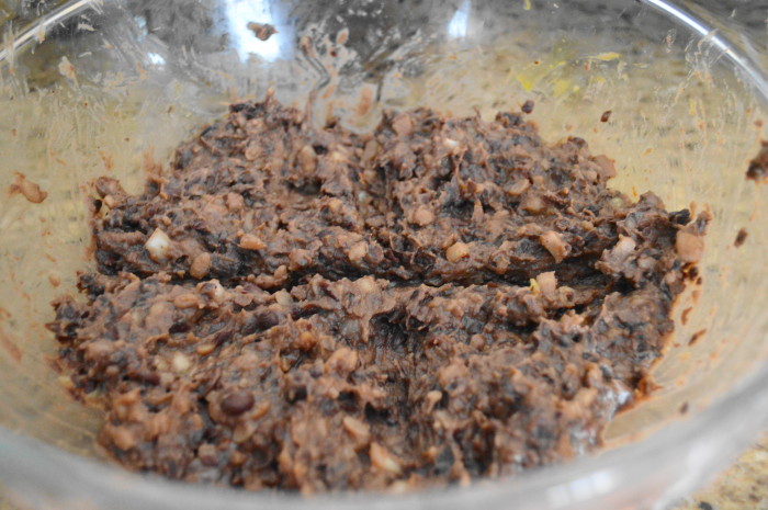 This mixture for the black bean burgers was looking and smelling great already!