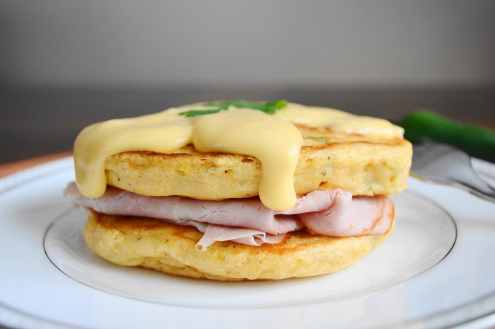 Chili Corn Cake Ham Sandwiches