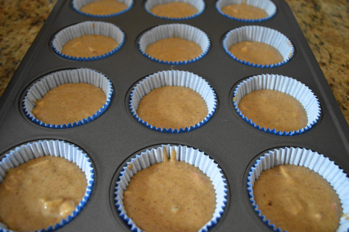 The batter for the apple almond butter muffins yielded 22 total using the 1/4 cup measure.