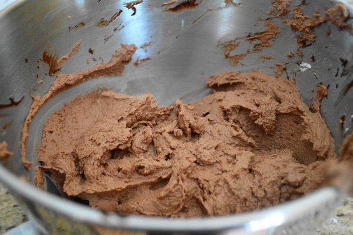 I used my stand mixer to quickly finish the chocolate buttercream frosting. It was only 4 ingredients!