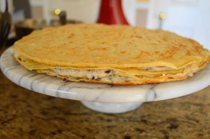 Four layers in and I was starting to get very excited about this cannoli crepe cake. 