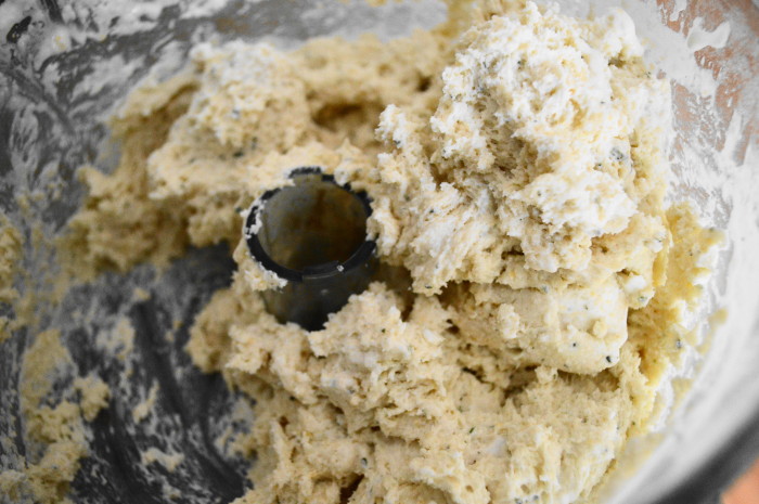 The dough for the rosemary garlic biscuits came together easily in my beloved food processor. It was important to have my butter and buttermilk cold to make them tender. 