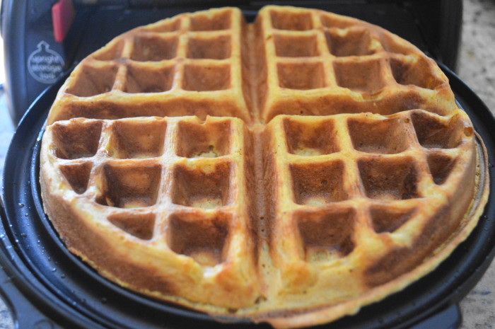 Once the batter rested, I started cooking off the pumpkin waffles! As soon as I got the batter into my waffle iron it started to smell like Fall!