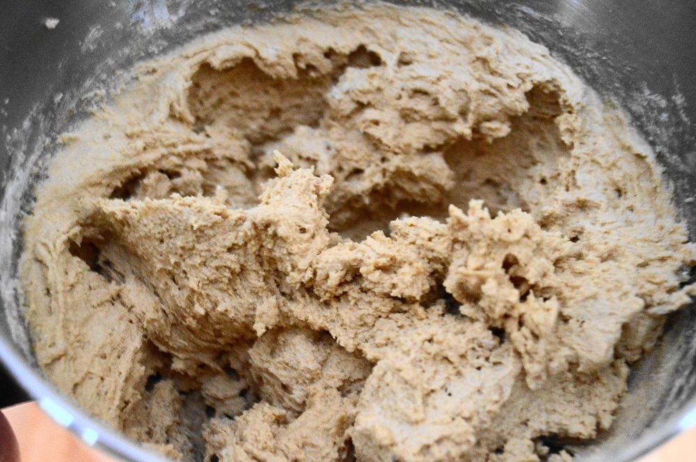 The dough for the peanut butter cookies was simple. The secret is to not use natural peanut butter. It just doesn't work in baking because the liquid tends to separate out. I used regular old super chunky peanut butter to give the cookies texture!