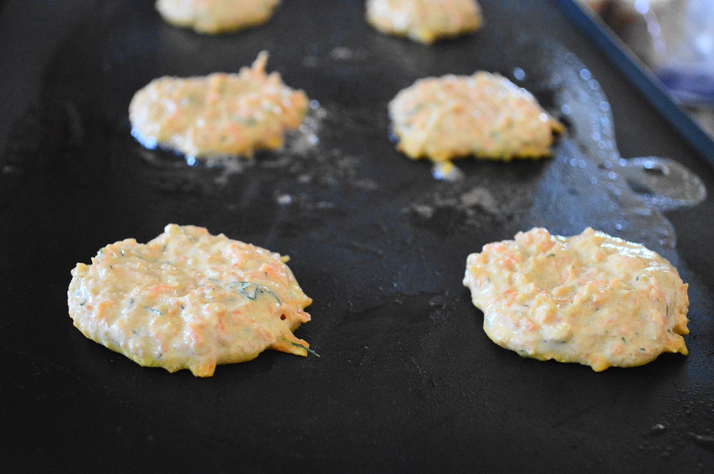 I cooked the carrot ginger pancakes on my trusty electric griddle for a couple of minutes on each side. I did 6 at a time and yielded 12 total!