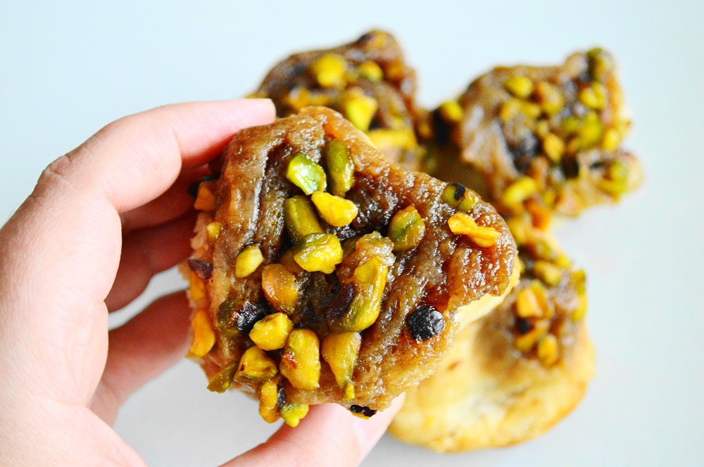 Pistachio, Honey and Lavender Sticky Buns