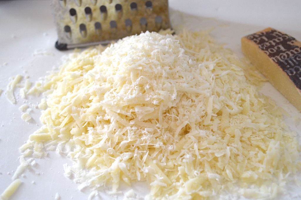 This sight made me happy. There is nothing like a big pile of freshly grated pecorino romano cheese just waiting to be melted into fresh pasta! I'm not one for rules usually, but I make an exception with cacio e pepe. I can't explain why, but freshly grating the cheese makes all of the difference in the world. Don't get the pre-grated stuff. 
