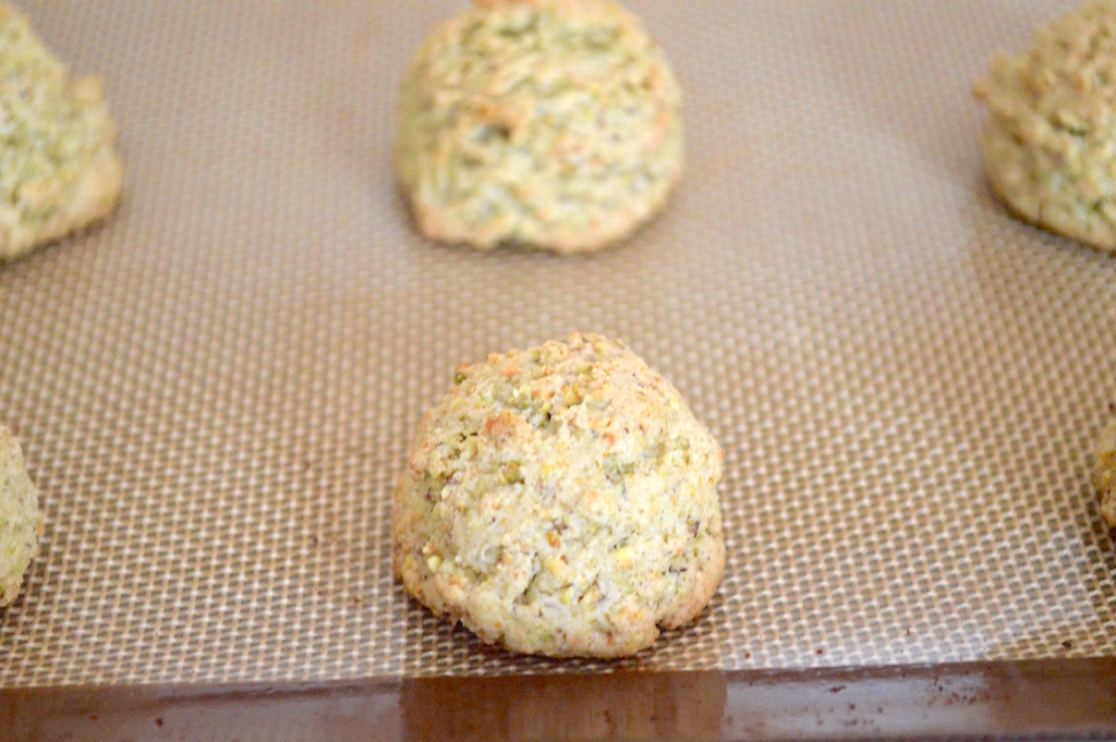 I baked the pistachio rose cookies for 12-15 minutes at 375. They were still soft in the middle but slightly brown around the edges. Once they cooled on my cooling rack, it was time to indulge my sweet tooth! 