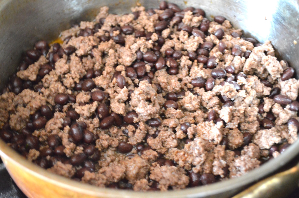 While the rice cooked, I made the beef and bean filling. There was loads of flavor added with chili powder, smoked paprika, hickory smoked sea salt, lime juice and beer. The black beans added a lot of heartiness to the filling as well! 