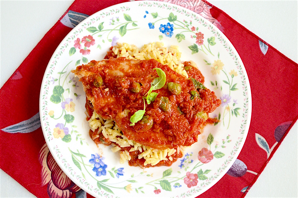 Chicken Cutlets in Tomato Caper Sauce