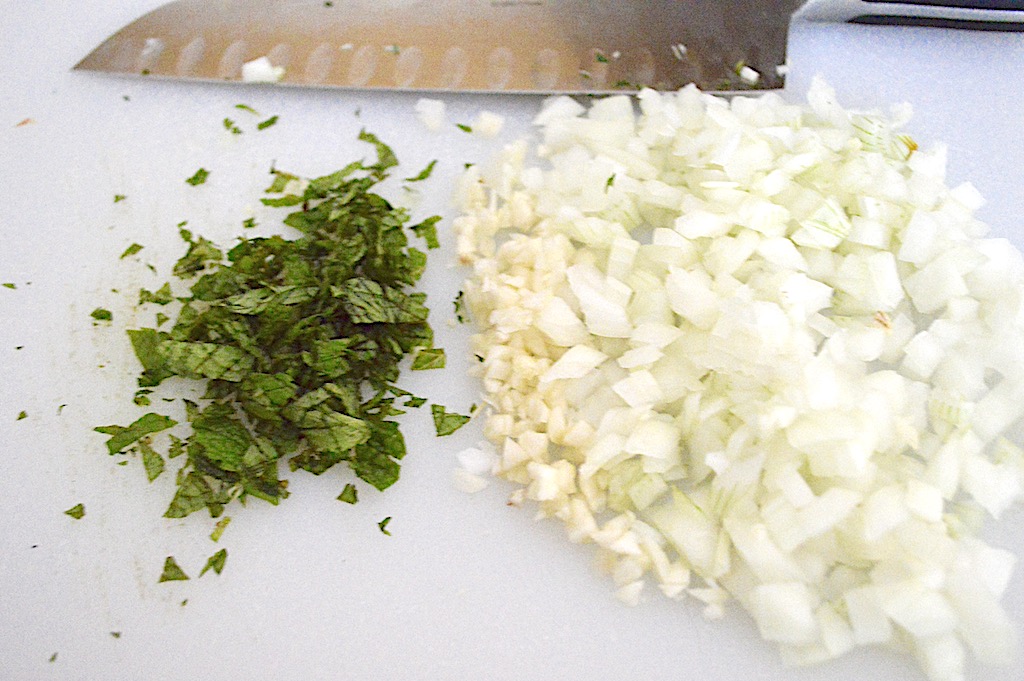 It would not have been a proper lamb and lentil soup without some gorgeous aromatics. I used lots of garlic, onion and mint for big flavor. Oh how I loved how the mint complimented the lamb! 