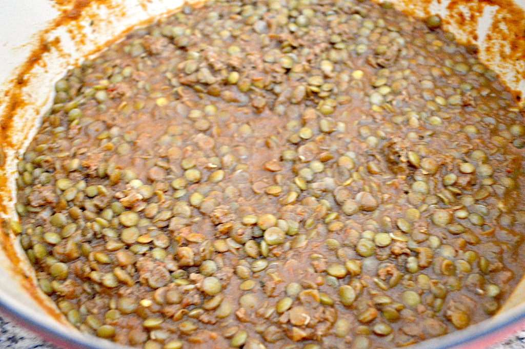 When it finished cooking the lamb and lentil soup was so thick, rich and flavorful. The lentils and lamb became so incredibly tender! I just scooped it into pretty bowls and topped it with a little extra mint for garnish.