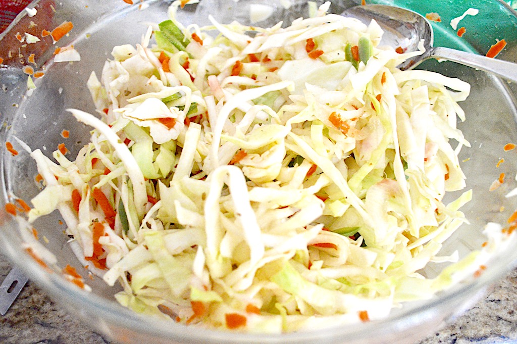 There are two toppings that always are served with traditional Salvadoran pupusas. The curtido is a gorgeous cabbage slaw that was easy to make. I actually made it the day before because the longer it sits, the better it is. I just tossed all of the veggies with some seasoning, apple cider vinegar and warm water. The simplicity let everything really sing. 