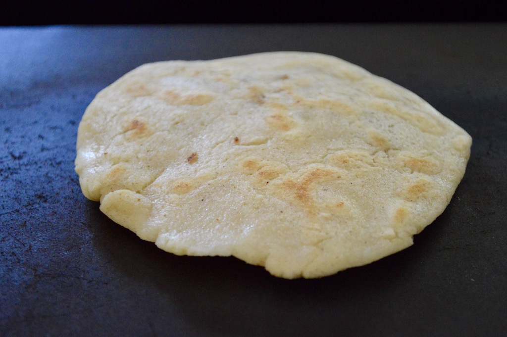 My beloved electric griddle cooked the Salvadoran pupusas perfectly. They took about 3 minutes on each side to become golden with those lovely little sun spots. 
