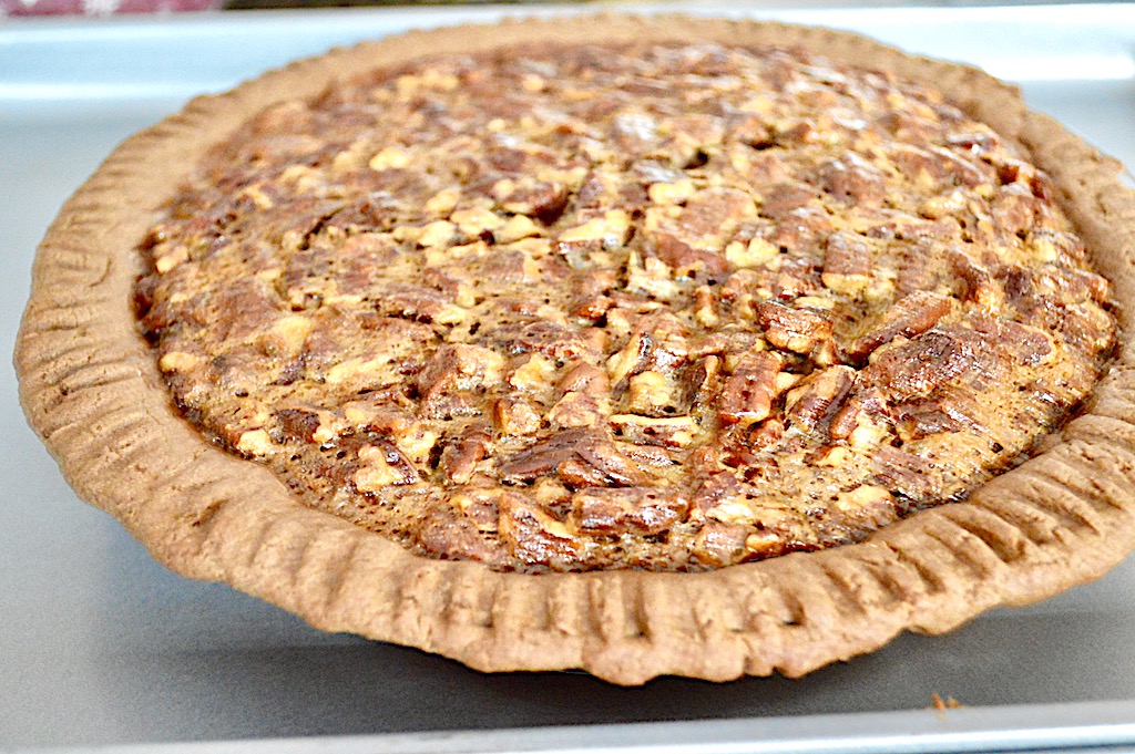 I poured that luscious filling into my flaky crust and baked the bourbon bacon pecan pie for 40 minutes. The filling set perfectly but it was also still just a little gooey. That was exactly what I was looking for! 