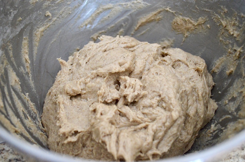 The rest of the dough for the gingerbread sticky buns came together easily in my stand mixer. I used loads of warm spices to give it that incredible gingerbread flavor. Then I was patient and let the yeast work more of its magic. The dough needed to at least double in size in a warm, dry area. It took three hours. 