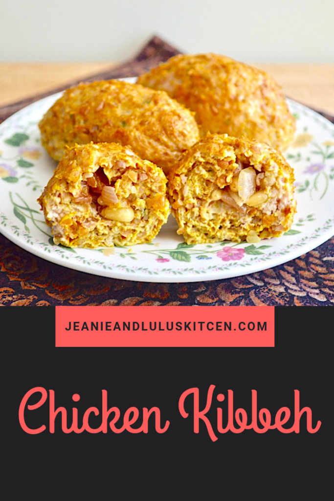 Chicken kibbeh is such a classic, wonderful Lebanese dish with a gorgeously spiced chicken and bulgar wheat mixture stuffed with fragrant apricots and nuts. #chicken #dinner #kibbeh #chickenkibbeh #jeanieandluluskitchen